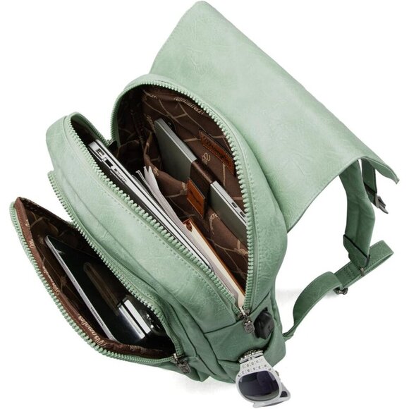 ✨Men Green Montana West Wrangler Leather Purse Laptop Backpack Fashion Backpack - Picture 5 of 6